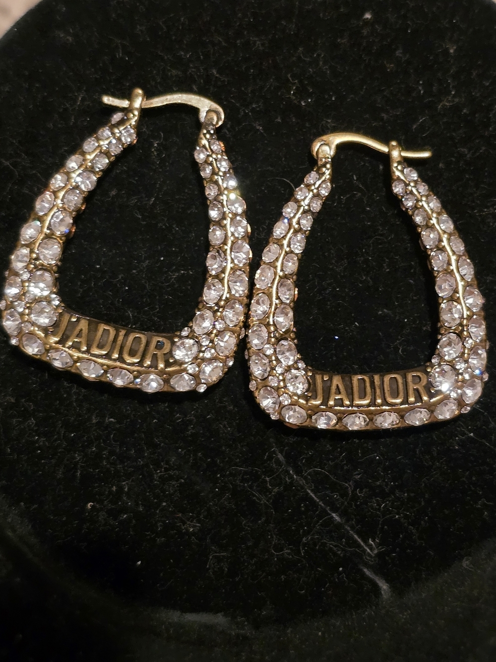 J'Adior Crystal-Embellished Gold Hoop Earrings - Picture 4 of 8